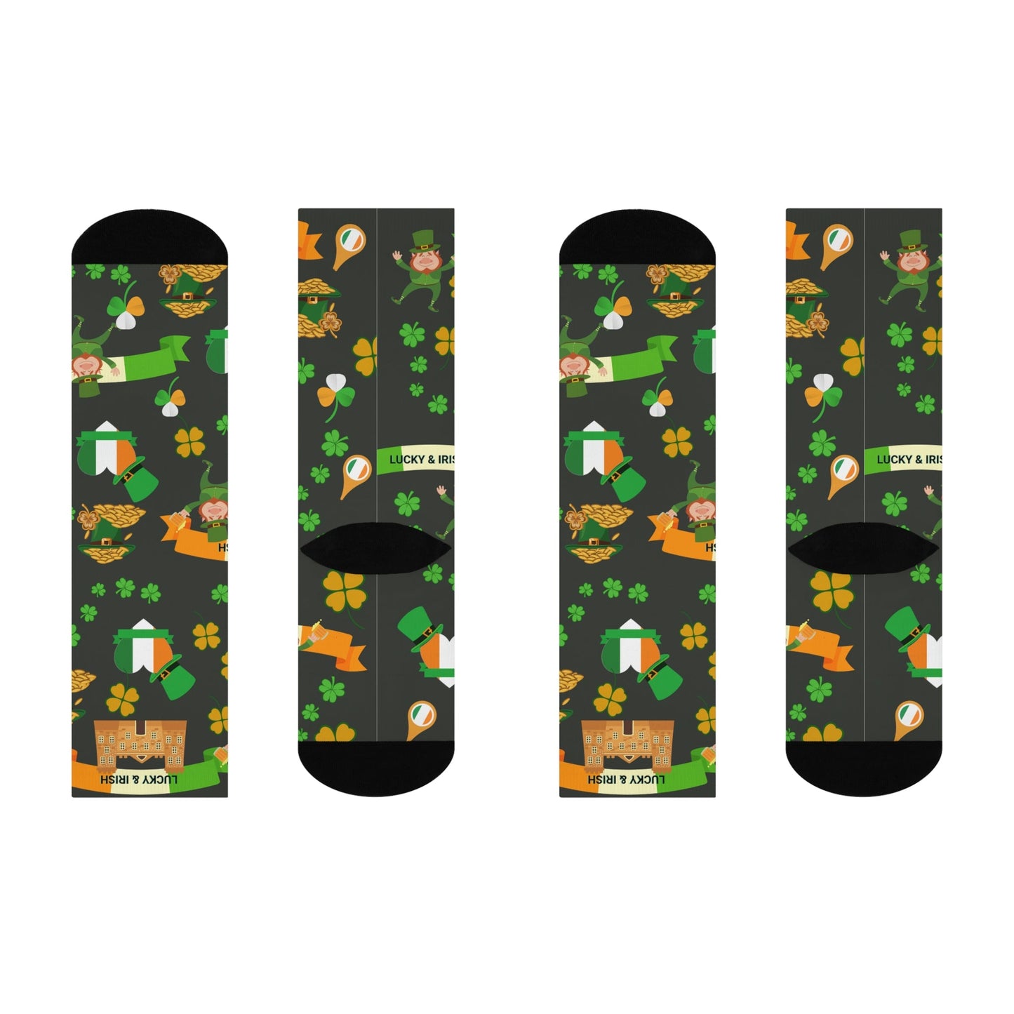 Ireland Socks Luck of the Irish Unisex Adult Stretchy Mid Calf Original Atlas Wanderlust