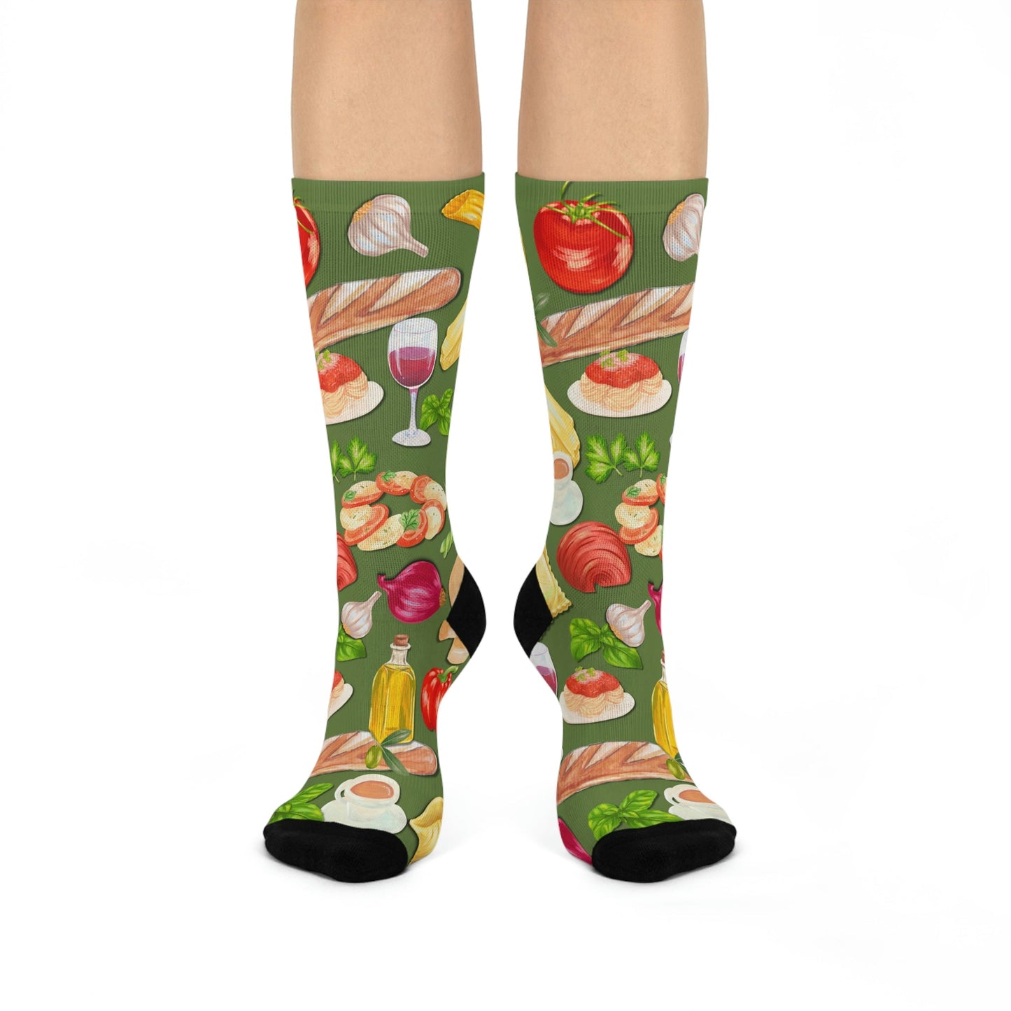 Italian Food Socks Mama Mia Unisex Adult Stretchy Mid Calf Original Atlas Wanderlust