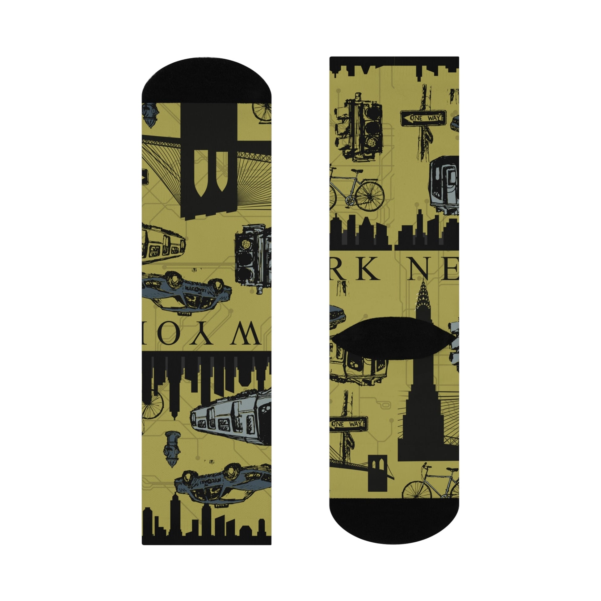 New York City Socks Retro Brooklyn Bridge Unisex Stretchy Atlas Wanderlust