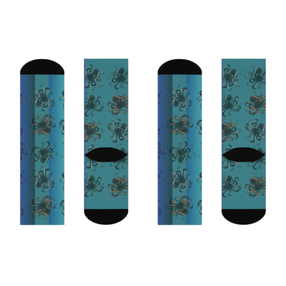 Octopus Steampunk Socks Unisex Adult Stretchy Mid Calf Original Atlas Wanderlust